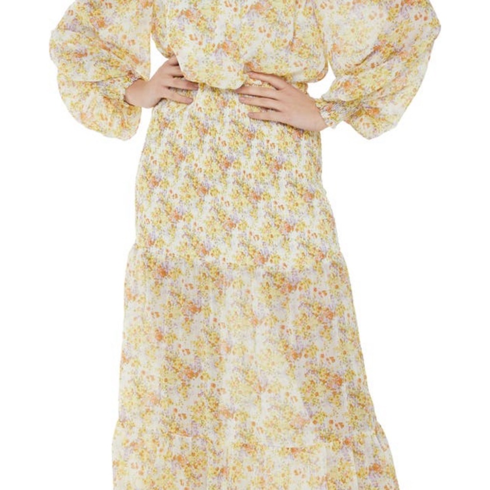 Practically brand new! Floral off-the-shoulder chiffon floral dress!